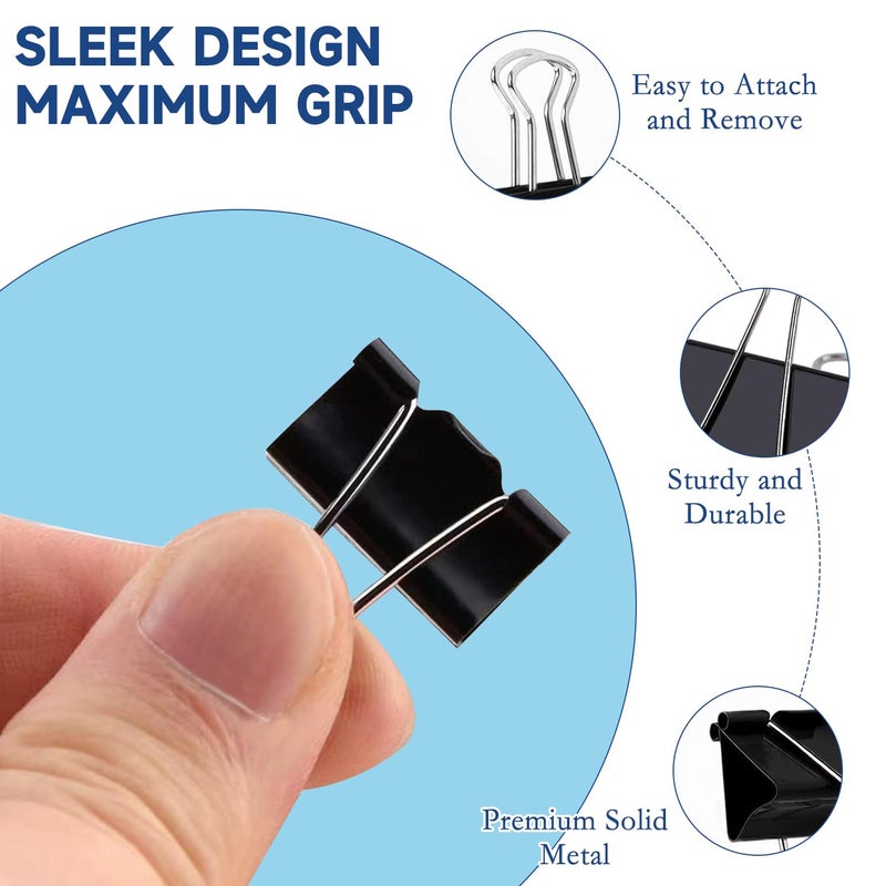 JIURUN 240 Pack Mini Binder Clips, Black Binder Clips, Small Paper Clips 15mm 5/8 Inch. Micro Size Office Clips for Home School Office and Business (15mm 5/8 Inch-240 PCS) - Image 3